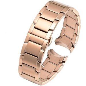 LUGEMA 22 Mm Roestvrij Staal Compatibel Met Armani AR2452 AR2453 AR2448 Horlogebandje Horlogeband Vlindergesp Zwart Zilver Rose Goud (Color : Rosegold, Size : 22mm)