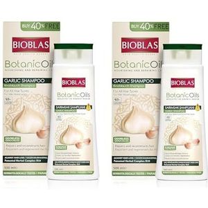 2 x knoflookshampoo, 500 ml, BIOBLAS, geurloos, anti-haaruitval, voor vrouwen en mannen, voordeelverpakking.