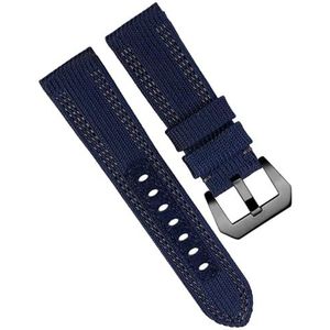 dayeer Nylon lederen Horlogebandje Voor Panerai Pam00984 00985 PAM111 PAM441 Stealth zool Armband Accessoire 24 26mm grote maat voor mannen (Color : Blue gray black, Size : 24mm)