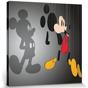 1art1 Mickey Mouse Poster Kunstdruk Op Canvas Disney Portrait Art, Shadow Puppet Muurschildering Print XXL Op Brancard | Afbeelding Affiche 40x40 cm