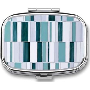Abstracte Geometrische Gedrukt Draagbare Pil Container Reizen Pil Gevallen Met Spiegel 2 Compartiment Geneeskunde Doos Decoratieve Metalen Geneeskunde Voor Pocket Purse Reizen Dagelijks