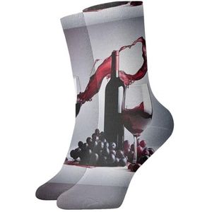 UVBDF Rode Wijn Ademende Comfort Sokken, Vochtafvoerende Zachte Sokken voor Dagelijks Dragen en Sportschool