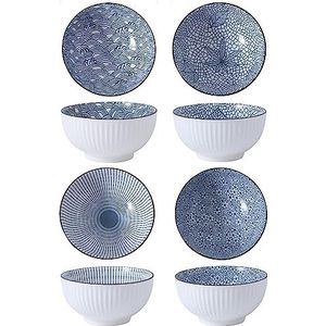 ZPPLD Mueslikom porselein, mueslikommen, aardewerk, kleine rijstkom, keramische mueslikom, set van 4, dessertkommen, keramiek, slakom, ijsschaal, schaal voor rijst, desserts, noten, fruit