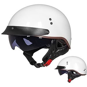Retro Motorfiets Halve Helm DOT/ECE 22.06 Certificering Klassieke Halve Helm Draagbare Elektrische Voertuig Cruiser Chopper Helm Cool Patroon: E,XL