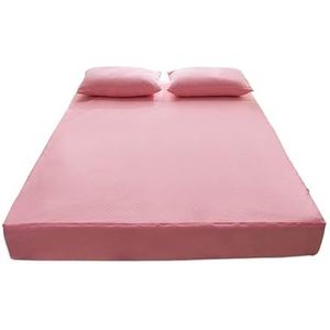 NUOYIXUAN Waterdichte matrashoes met rits, zes zijden all-inclusive matrasbeschermer, queensize gewatteerd hoeslaken (roze, 160 x 200 x 25 cm)