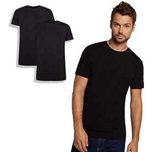 Bamboo Basics - Heren Extra Lang T-shirt (2-pack) - Zwart - Ruben - Ronde Hals - Thermo - Perfect Fit, Zijdezacht en Hypoallergeen