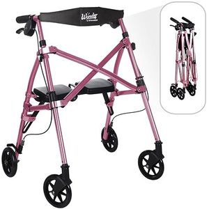 Able Life Space Saver Rollator Micro - Inklapbare Rollator Met 4 Wielen en Zitje Voor Kleine Senioren en Ouderen - Koninklijke Roos