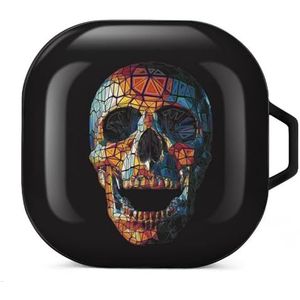 Gestileerde laag poly kleurrijke schedel oordopjes hoesje compatibel met Samsung hard shell beschermhoes zwart-stijl