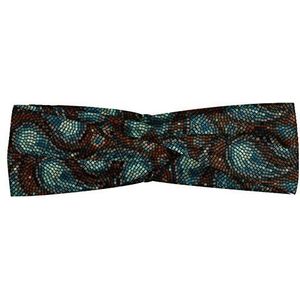 ABAKUHAUS Paisley Hoofdband, Modern Teardrop Vormen, Elastische en Zachte Bandana voor Dames, voor Sport en Dagelijks Gebruik, Brown Blue en Dark Blue