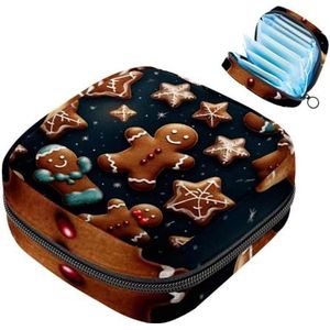 MUOOUM Kerst Peperkoek Man Patroon Maandverband Opbergtas Draagbare Menstruatie Tas Voor Vrouwen Tiener Meisjes Menstruatie Cup Pouch Nursing Pad Houder