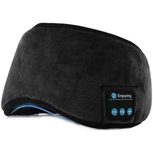 Jinxuny Bluetooth Slaapoogmasker Hoofdtelefoon Slaap Reizen Muziek Eye Cover Draadloos Wasbaar Slaapmasker Ultra Comfortabel Oogmasker met Hoofdtelefoon voor Man Vrouw Slapen (Kleur: Zwart)