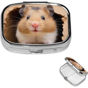 Pillendoos 2 compartimenten grappige Hamste pillenetui voor portemonnee of pochet pillenorganizer reizen pillendoos draagbare pillencontainer medicijn vitamine organizer