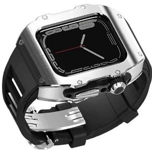 dayeer 316L roestvrijstalen kastband met vlinderclip modkit voor Apple Watch Ultra2 49 mm metalen deksel Fluorrubber band voor iwatch ultra (Color : BlackS, Size : For 49mm)