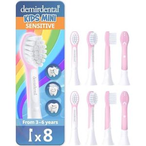 Demirdental Reserveborstels voor kinderen, Philips Sonicare Compact Mini 3-6 jaar, HX6034 HX6038, 8-pakket, roze