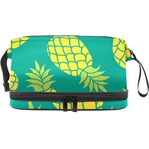 Grote capaciteit reizen cosmetische tas,ananas comosus groen, make-up tas,Waterdichte make-up tas organisator, Meerkleurig, 27x15x14 cm/10.6x5.9x5.5 in
