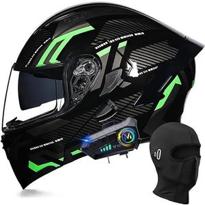 Modulaire Bluetooth-motorhelm, integraalhelm met opklapbaar dubbel vizier, met dubbele luidspreker en microfoon, DOT/ECE-goedgekeurd, voor volwassenen, mannen en vrouwen, maat M~XXL E,XL=61-62cm