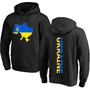 Heren Sweatshirt Oekraïens Wapenschild Oekraïne Pride Hoodie Hoody Sports Jersey For Volwassen, Gratis Custom (Color : Black, Size : Adult-3XLarge)