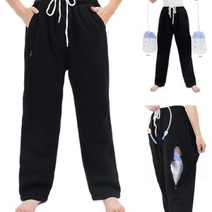 BESTXH Urine Bag Holder Pants with 2 Zippered Pockets, Incontinence Catheter Pants, Urine Bag Holder Trousers for Nephropathy Nephrostomy,Cystostomy,Eelderly,zwart,M