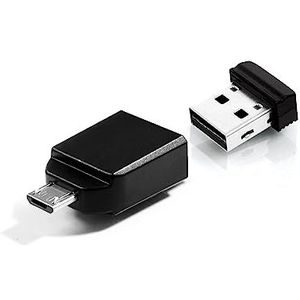 Verbatim 49822 Nano USB-station -32 GB, met Micro B-adapter, Voor tablets en smartphones met de USB OTG (On-The-Go) -functie, zwart