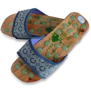 Massage-schoen hout voetverzorging slippers met acupressuur stenen (maat 38-44)