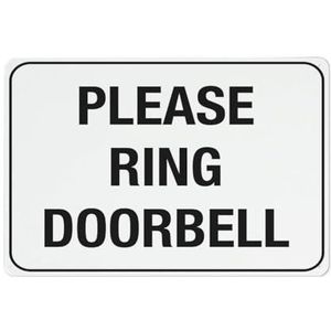 Gelieve Ring Deurbel Sign Voor Huis 12"" X 8"" Yard Sign, Premium Aluminium, Zonbestendig, Roestvrij