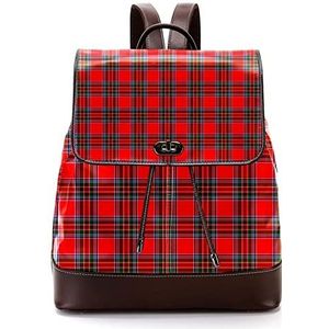 Geruite Rode Groene Schotse Patroon Gepersonaliseerde Schooltassen Bookbags voor Tiener, Meerkleurig, 27x12.3x32cm, Rugzak Rugzakken