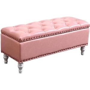 Voetenkruk Ottomaanse Voetsteun Opklapbaar Getuft Kunstleer Opbergruimte Voetenbank Met Hoes, Slaapkamer Bed Kruk Woonkamer Bankbank (Color : Pink, Size : 60cm)