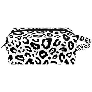 Make-uptas voor dames,lederen make-uptas,reistas voor make-uptas,wit zwart luipaard print Afdrukken