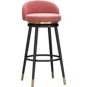 Barkrukken Barstoel Ronde Barkruk 360° Draaibaar Keukenontbijtstoel Moderne Thuisrugstoel Barkruk Met Zwarte Poten Bistrokruk(Pink,75cm/29.5"")