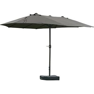 Outsunny tuinscherm zonnescherm marktparasol dubbele parasol patio parasol met parasolstandaard handslinger donkergrijs ovaal 460 x 270 x 240 cm