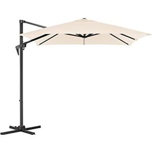 ACAZA Kantelbare parasol, vierkant canvas, stabiele parasol, ECRU, 250x250cm