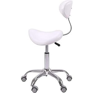 SFQEVHRZ Ligstoel, kruk met rugleuning, verstelbare kruk met hydraulische rotatie (wit)