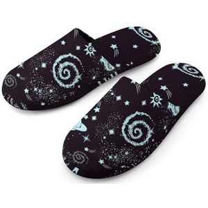 Ruimte Galaxy Constellation Pantoffels voor dames, volledige print, warme antislip rubberen zool, huisschoenen voor binnenhotel 40-41_(9-10)