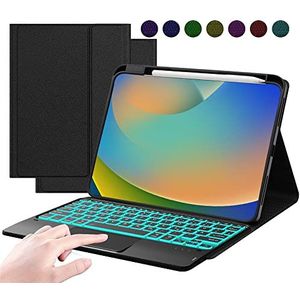 ROOFEI iPad 10e generatie hoes met toetsenbord QWERTZ - 7 kleuren achtergrondverlichting multi-touch trackpad toetsenbord cover met penhouder voor iPad 10e generatie 10.9'' 2022