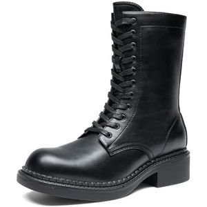 DREAM PAIRS Dameslaarzen, veterlaarzen, silhouet, comfortabele ritssluiting, warme zool, binnenritssluiting, zwart, 37 EU