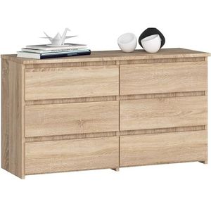 AKORD | Commode CL-100 met 6 laden | comodekast | functioneel | voor woonkamer | voor slaapkamer | duurzaam | rolgeleiding | ABS-rand 35x100x57cm | Sonoma eiken front