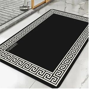 Super Absorberend Badkamer Tapijt Douche Sneldrogend Diatomeeënaarde Mat Zwart Geel Decoratie Luxe Tapijt Anti-slip Bad Mat (Wit Zwart, 60x90cm)