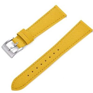 Jeniko Nieuw Ontwerp Quick Release Vintage Gestikte Lederen Horlogeband 18mm 19mm 20mm 21mm 22mm 23mm 24mm Saffiano Lederen Horlogebanden (Color : Yellow, Size : 21mm)