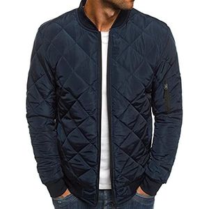 Mens Vlucht Bomber Diamond Gewatteerde Jas Lichtgewicht Varsity Jassen Autumnwinter Warm Jassen Uitloper (Navy,S)