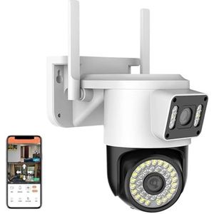 Beveiligingscamera Buiten, 2K 4MP IP Camera Dual Lens PTZ Camera Dual Screen Menselijke detectie Auto Tracking Tweeweg Audio Video bewakingscamera Voor Huisbeveiliging Buiten Binnen (Color : 1, Size