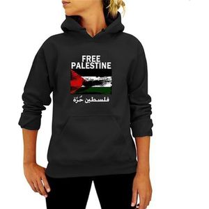 Gratis Palestina, Palestijnse nationale vlag Pullover Hoodie, Ik sta achter Palestina, Steun Stop War Sweatshirt met lange mouwen (Color : Black, Size : XL)