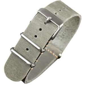 18mm 20mm 22mm 24mm zwart bruin grijs NAVO band lederen horlogeband Vintage Zulu band vervangen geschikt for TIMEX DW SEIKO Bracele (Color : Gray, Size : 24mm)