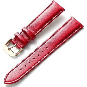 LUGEMA Horloge lederen band mannen en vrouwen zakelijke band rood bruin blauw 14mm 16mm 18mm 20mm 22mm 24mm lederen horloge accessoires (Color : Red rose buckle, Size : 21mm)