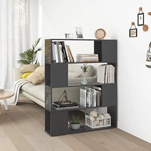 DIGBYS Boekenkast Room Divider Hoogglans Grijs 100x24x124 cm