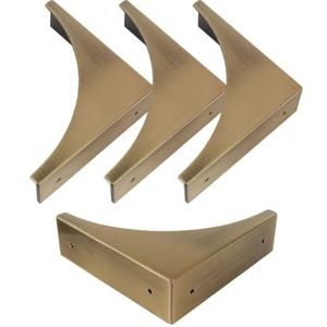 Sutfmwe Metalen hoekbeschermer messing 4 stuks - decoratieve hoekbeugels voor meubels, houten doos, bureaus, houten frame, messing zinklegering tafelhoekbeschermers (retro messing)