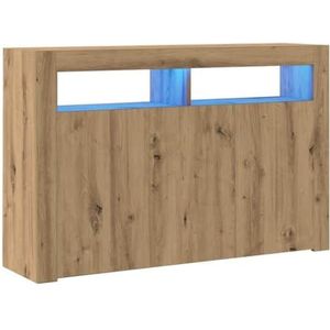 vidaXL Dressoir met LED 115,5x30x75 cm bewerkt hout artisanaal eiken, dressoirkast, opbergkast, gangkast, kast, keuken opbergkast