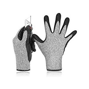 Snijbestendige werkhandschoenen HFES niveau 5 snijbestendige handschoenen 3D Comfort Stretch Fit, Pass FDA Food Contact, Smart Touch, grijze veiligheidswerkhandschoen for het snijden van vlees, vissen