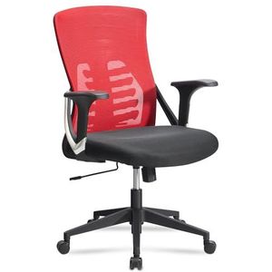 AMSTYLE Bureaustoel, rood/zwart, mesh-bekleding, tot 120 kg, draaistoel, in hoogte verstelbaar, met lendensteun, stoffen bureaustoel, ergonomisch met armleuningen en kantelfunctie