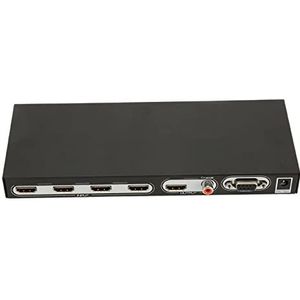HD Multimedia Interface Quad Multi Viewer Switch, 4 in 1 Out Quad Multiviewer Splitter Metaal 100-240V 5 Weergavemodi voor Monitor voor TV voor Computer voor PC (EU-stekker)