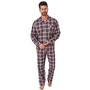 Normann heren pyjama lange mouw pj set nachtkleding geweven tot knoop in elegant geruit ontwerp, Rood, M